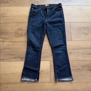 MOTHER The Insider Step Crop Fray Dark Indigo Flare Jeans